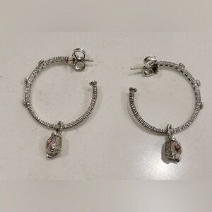 Judith Ripka Sterling Silver earrings with pink cz dangles